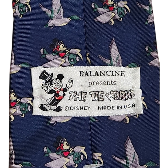 Vintage Mickey Mouse Aviation & Mallard Ducks Silk Tie - Made In USA - Picture 5 of 8
